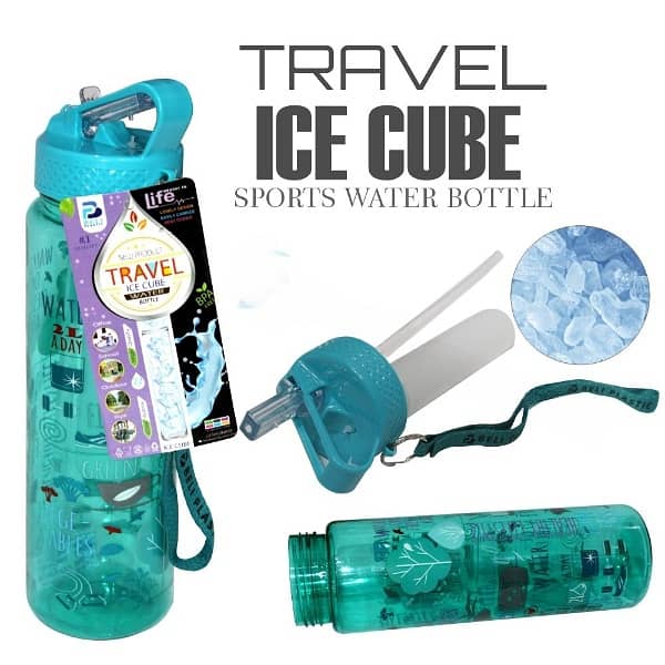 Travel Ice Cube Water Bottle 650ml  With Ice Cube Tube  Purple Color 3