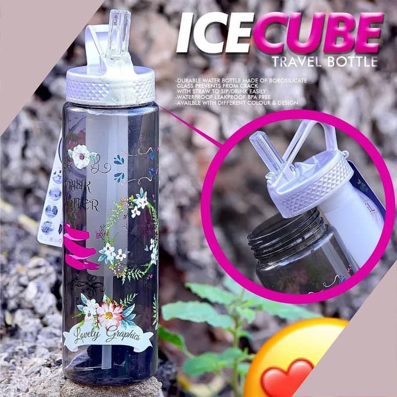 Travel Ice Cube Water Bottle 650ml  With Ice Cube Tube  Purple Color 4