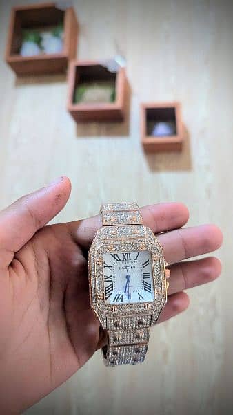 Watch / Cartier iced Stone watch for Sale / Men's Watch for Sale 4