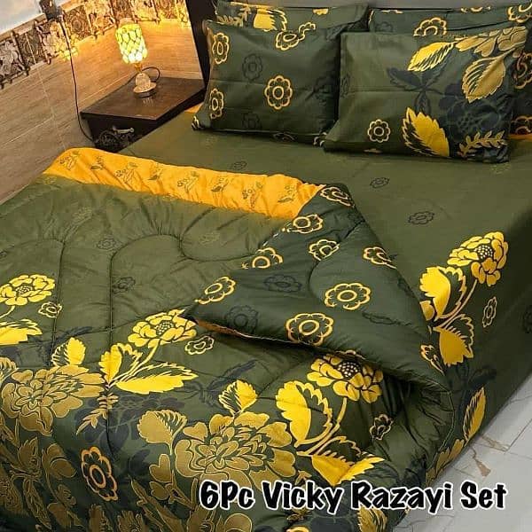 6 PCs Cotton Salonice Printed Razai Set 1