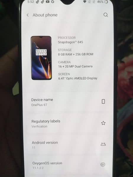 One plus 6t luch 8gb ram 256 gb ROM  minor shaf 0