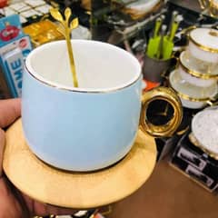 beautiful tea cup with 1 cup, 1 saucer, 1 spoon