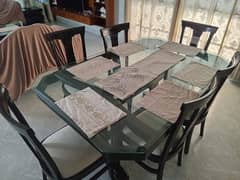 6 seated dining table with glass top 0