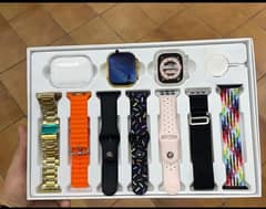 "Smart Watch Set with 7 Bands & Earbuds – 10 Features in One Device!"