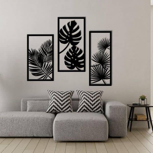 plant style wooden wall decor , pack of 3 1