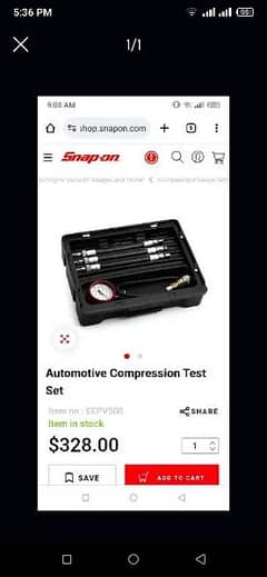 tool kit toolkit usa American snap on compression testing