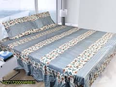 3 Pcs Cotton printed double bedsheet with pillow cover