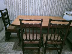 Dining table with 6 wooden chairs 0