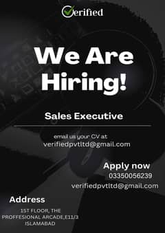 we are hiring experienced sales executive