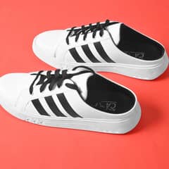 Low Cut Open Back Sneakers White | Black Camel Shoes