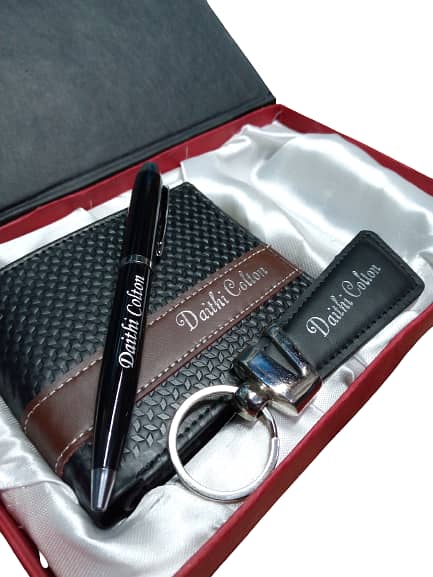 MENS WALLET , KEYCHAIN & PEN GIFT SET 1