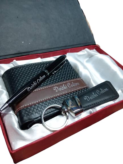 MENS WALLET , KEYCHAIN & PEN GIFT SET 2