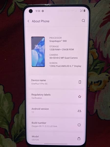 one plus 9pro 5g 12 ram 256 rom non pta ha 1