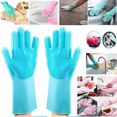 kitchen Silicon Scrub Gloves For Dish Washing , Cooking, Cleaning