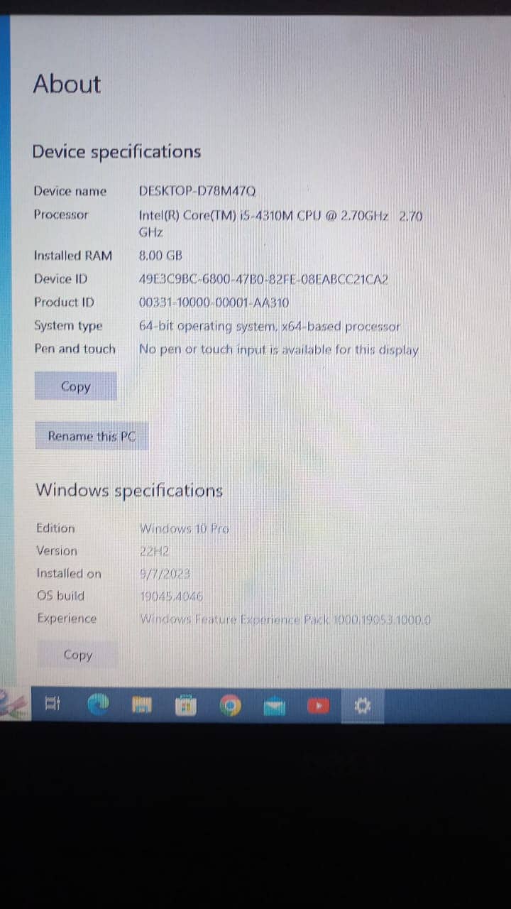 Dell Laptop Core i5-4th Generation 4