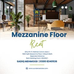 Dha Ph 6 | Ittehac Com Aera | 1800 Sqft Mezaanine Floor For Rent | Attach Bath | Seperate Entrance | Near Khe Ittehad & Khe Ghazi | Ideal Space For Institute, Language Center, Boutique Workshop, I. T Companies, Gaming Zone | Reasonable Rent | 0