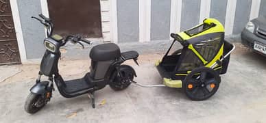 Electric Scooty with baby trolley