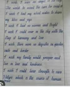 Handwriting assignment work