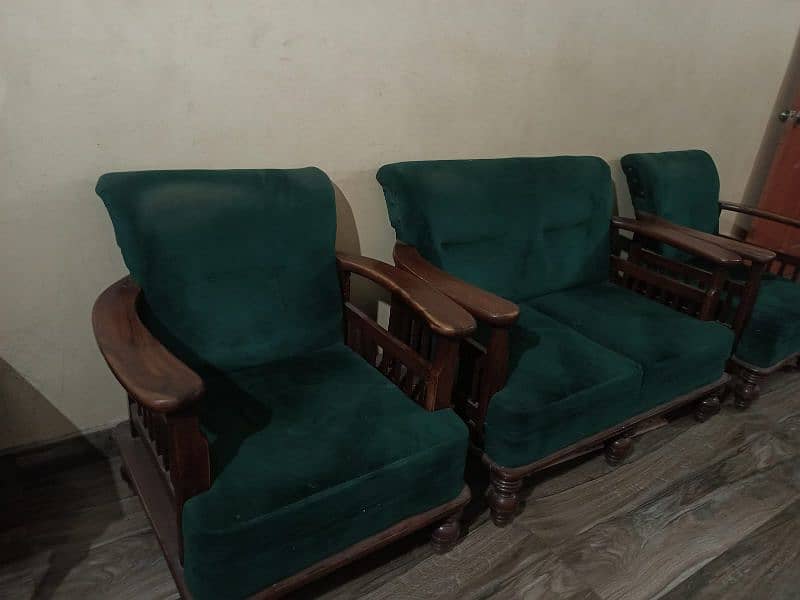 7 seater green sofa set and 5 seater wooden sofa set 4