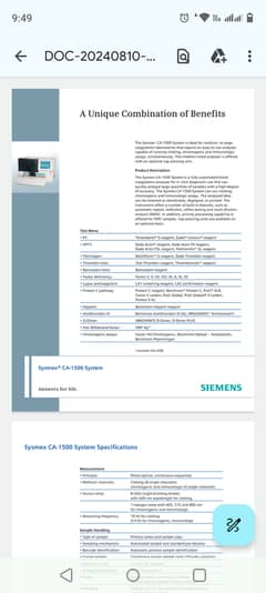 Hospital Sysmex® CA-1500 System 0