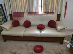 sofa set leather with Shesham