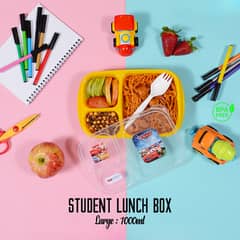 Student Lunch Box Large 1000 ML (With Three Portions and Fork) For Sch