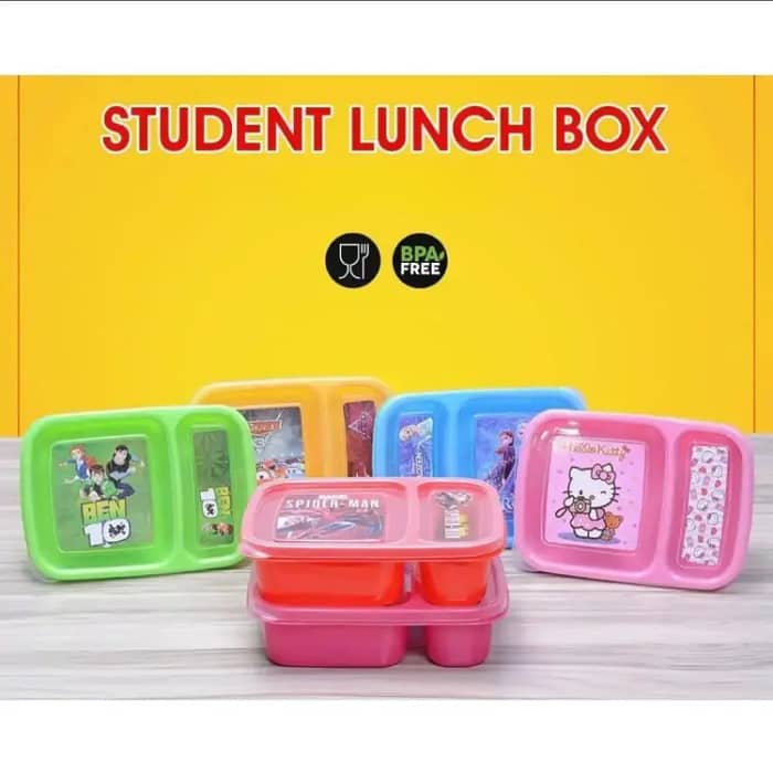 Student Lunch Box Large 1000 ML (With Three Portions and Fork) For Sch 2