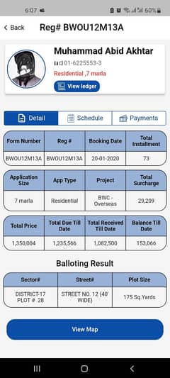 Blue World City (Overseas Block, 7 Marla Plot) at 40 Feet Road