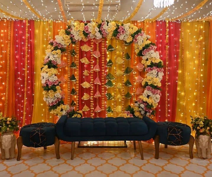 couple enter/Mehndi decor / wedding lights decor/flower decor/Dj 7