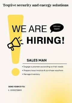 we're hiring for computer operator (Sales man) 0