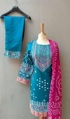 3pcs Woman's Stitched katan Silk