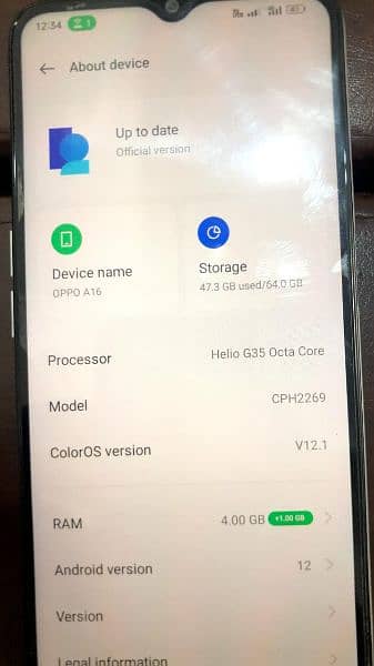 Oppo A16 with box full new condition Pta Approved 2