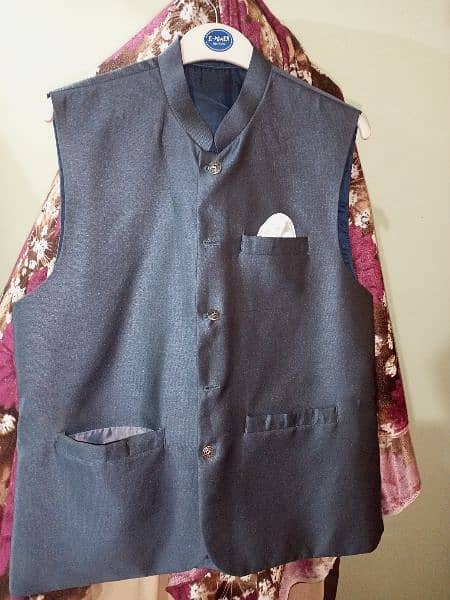 Unique Shiny Blue Color Waistcoat For Men 1