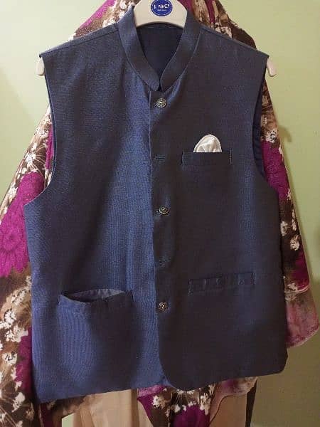 Unique Shiny Blue Color Waistcoat For Men 3