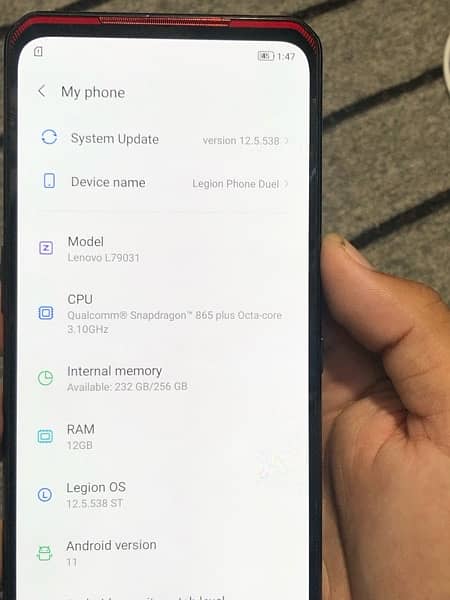 Lenovo Legion Duel Gaming phone 12/256 5