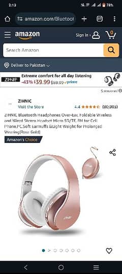 ZIHNIC Bluetooth Headphones Over-Ear, Foldable Wireless and Wired