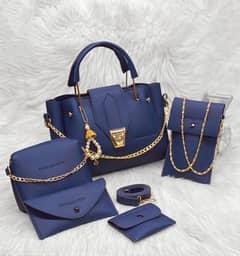 5 Piece Leather Handbag For Girls