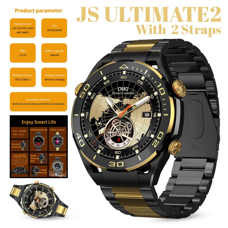 Jss-700 Pro Max Dual Smart Watch With 7 Straps + 1 Silicone Case Bluet 12