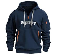 Imported men's brand clothing hoodie multi-pocket zipper loose casual