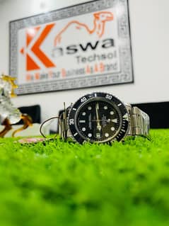 Rolex Submariner Watch - Silver Chain with Black Dial