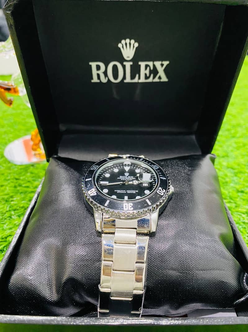 Rolex Submariner Watch - Silver Chain with Black Dial 1