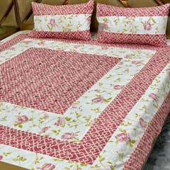 3 Pcs Cotton Printed Double Bedsheets