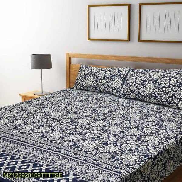 3 Pcs Cotton Printed Double Bedsheets 3