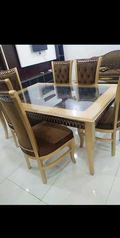 Glass top Dining table with 6 chairs