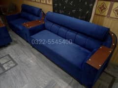 Sofa Set 6 Seater Brand New Blue Velvet King Size