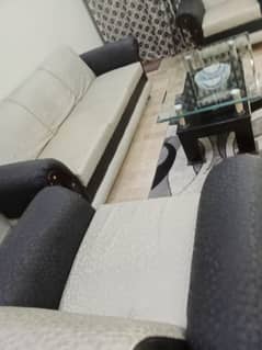 Five Seater Sofa Set with Glass Top Center Table (Mobile 03212679931)