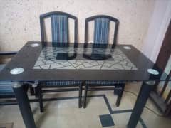 Tempered Glass Top Dinning Table with Metal Legs