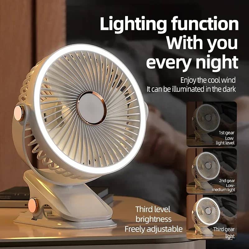 Table Fan with LED Ring Light 0