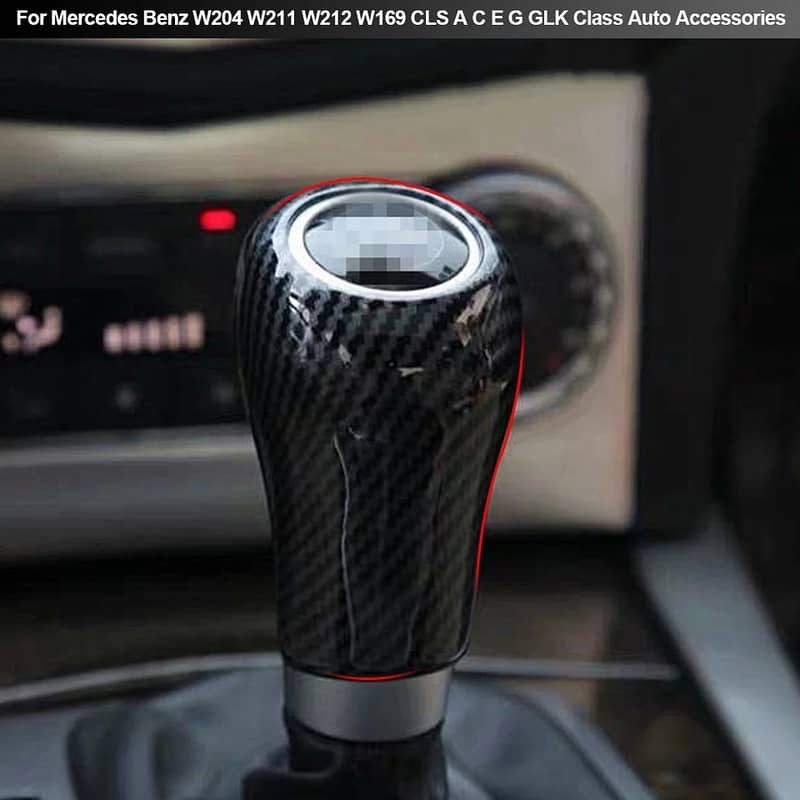 Carbon Fiber Gear Shift Knob Cover C63 W204 W212 A C E G GLS Class 0