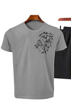 2 pcs Men's Polyster Printed T-shirt and Short